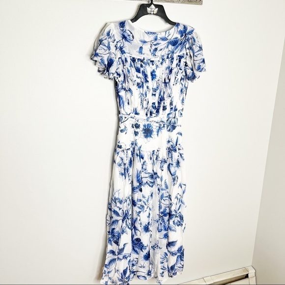 ML Monique Lhuillier White Floral Wrap Dress Bridesmaids Bridal Size 2 - Picture 3 of 11